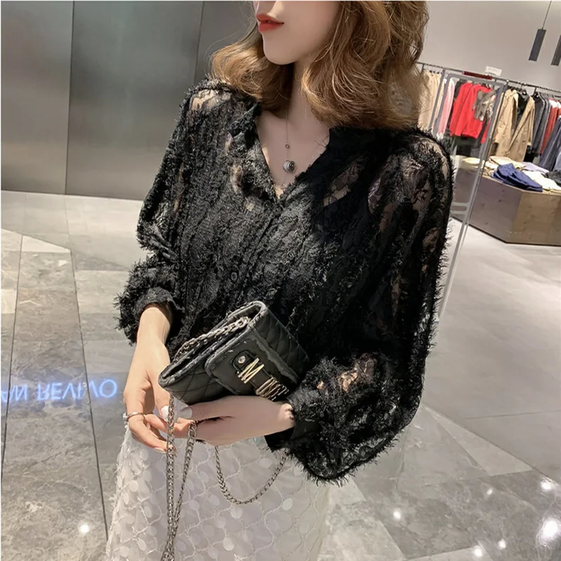 ZOGAA Spring 2019 New Style Hollow-out Immortal Westernized Bud Heart Machine Shirt Blouse Femme Chic Small Popular Design Sense ZOGAA Spring 2019 New Style Hollow-out Immortal Westernized Bud Heart Machine Shirt Blouse Femme Chic Small Popular Design Sense