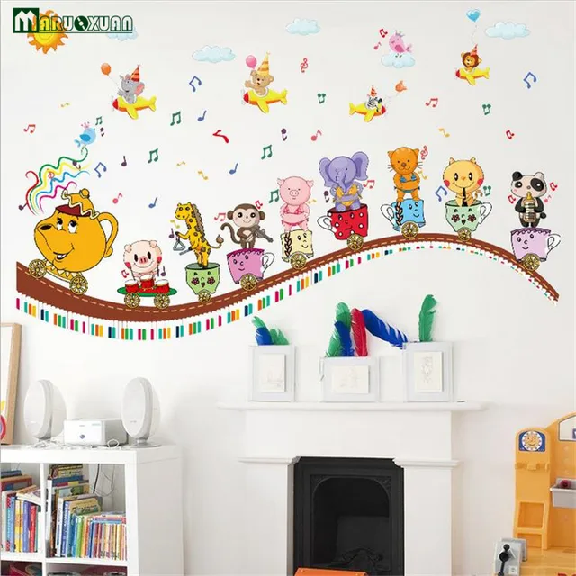 Us 5 27 12 Off Animal Cup Note Wall Stickers Children S Room Self Adhesive Wallpaper Decoration Living Baby Cartoon In