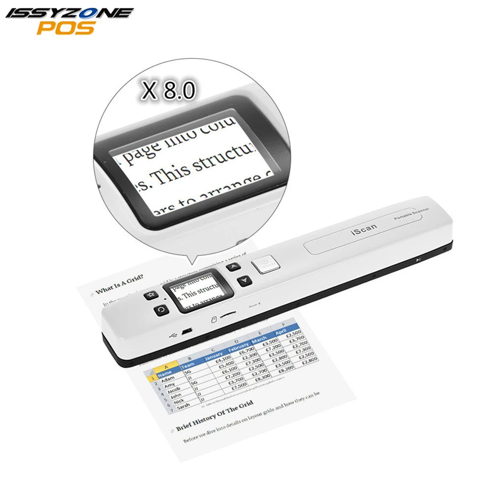 IssyzonePOS Portable Document Scanner Mini Handheld A4 Image JPG PDF