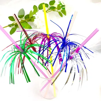 

20pcs/Lot Creative Plastic Disposable Straw Biodegradable Distored Color Beverage Hard Colorful Fireworks Design Drinking Straws