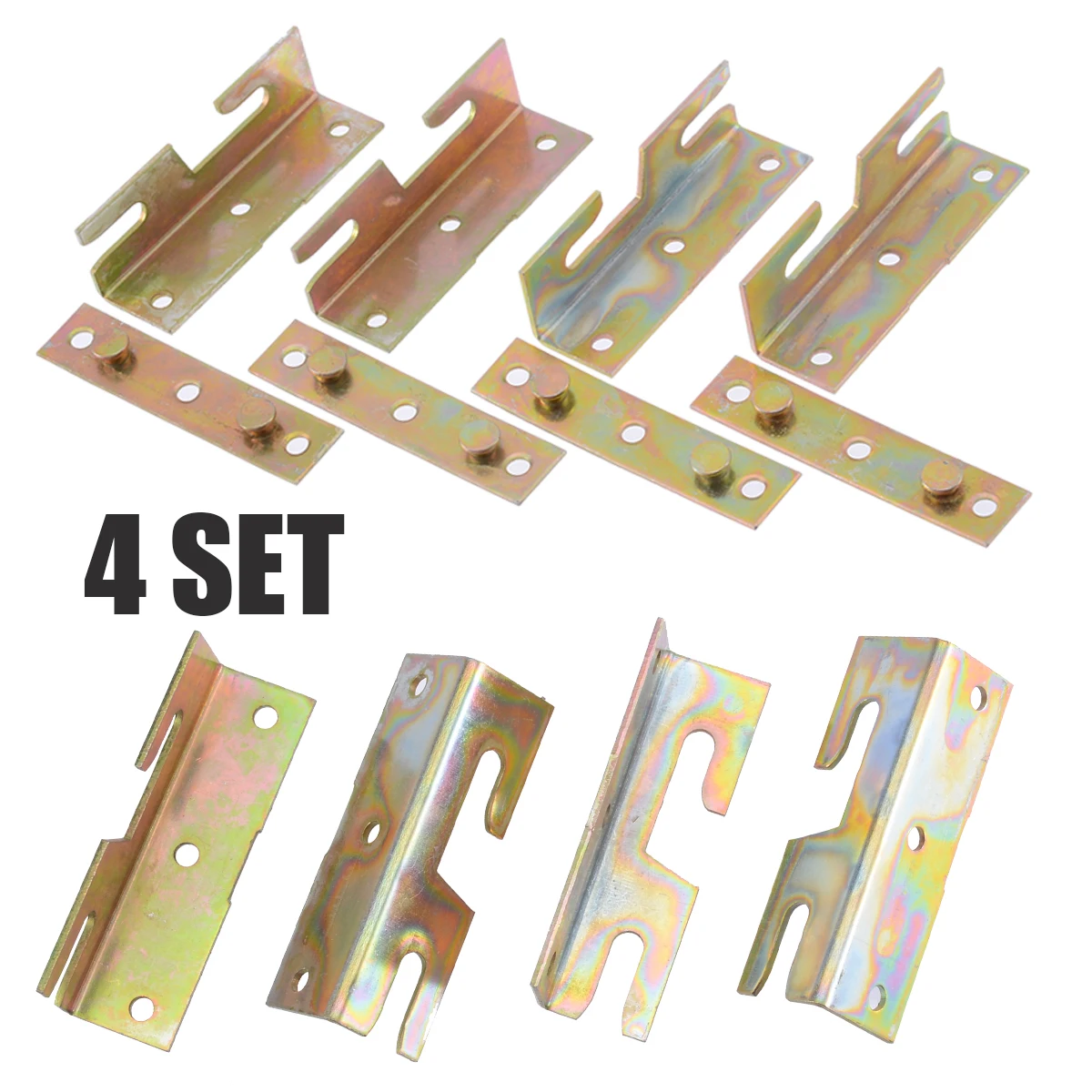 4 Sets Furniture Wood Bed Rail Bracket Bed Hinge Fitting Snap Connectors For Furniture Hardware Accessories