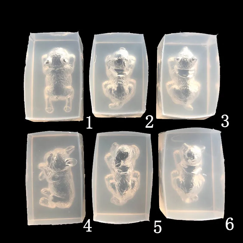 

3D stereo dog crystal gel mold DIY key clasp pendant