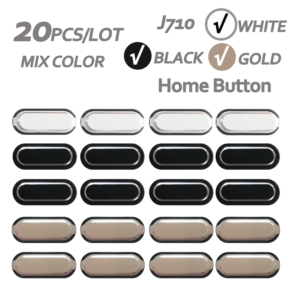 20 шт./лот J710 кнопку "домой" для samsung Galaxy J3 J300 J320 J5 J500 J510F J7 J700 клавишами запасная
