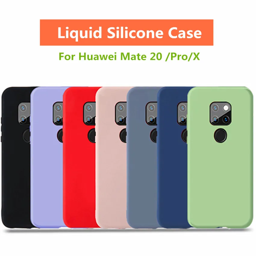 Mate 20 Silicone Liquid Cases For Huawei Pro Case Soft Candy Gel Rubber Full Protective Mate20 X |