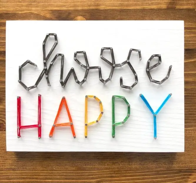

MADE TO ORDER String Art Choose Happy Single Line Strung Sign
