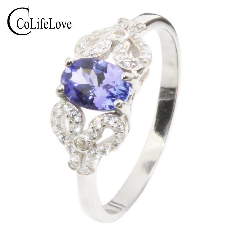 Luxurious tanzanite wedding ring solid sterling silver high quality 5mm