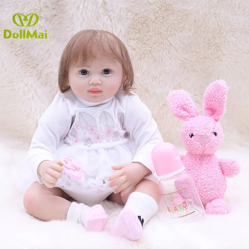 Кукла bebe 20 дюймов reborn мягкая ткань силиконовая Babes фиолетовый комплект одежды