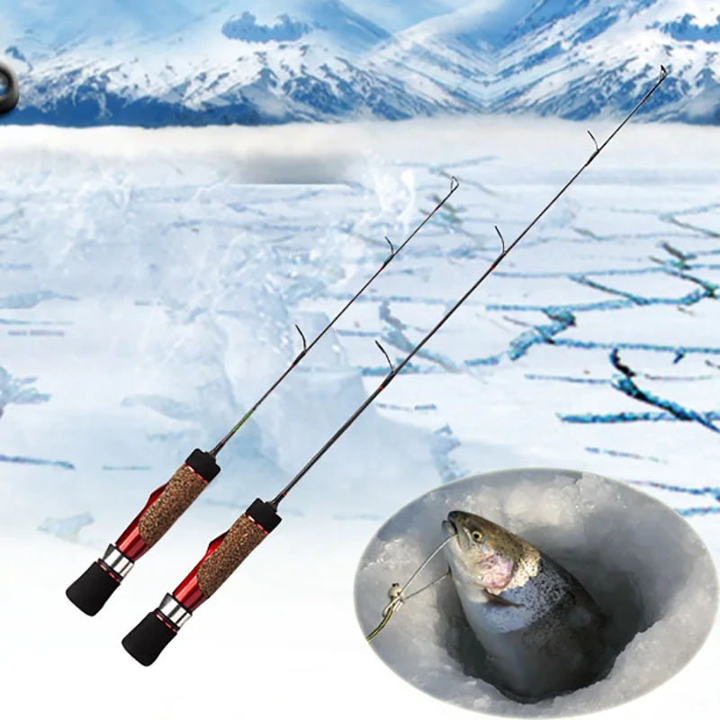 Winter Ice Fishing Rods Mini Fishing Pole Portable Tackle Spinning