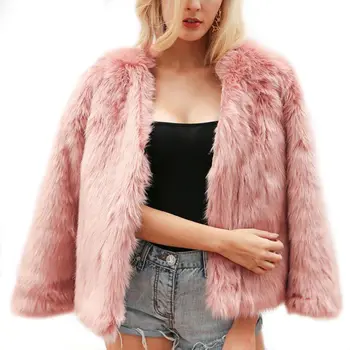 

Women Faux Fur Coat Warm Winter Long Sleeve Outerwear Thicken Jackets Coats Female Fashion Streetwear Cardigans