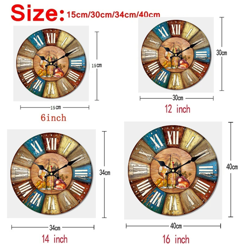Billige Vintage Gerichte Design Große Wanduhr Kreative Stille Home Cafe Küche Wanduhren Uhren Home Decor Retro Wanduhren Kunst