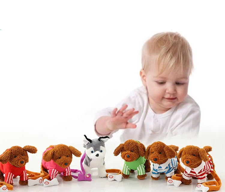 [Best] очень милые животные, Электронные Животные, ходьба, музыка, плюшевая собака, робот, игрушка, Тяговая веревка, собака, мягкая звуковая кукла, детский подарок