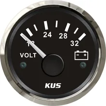 KUS 52 мм черная Лицевая панель вольтметр измеритель величины напряжения 24 в 18-32 В с подсветкой