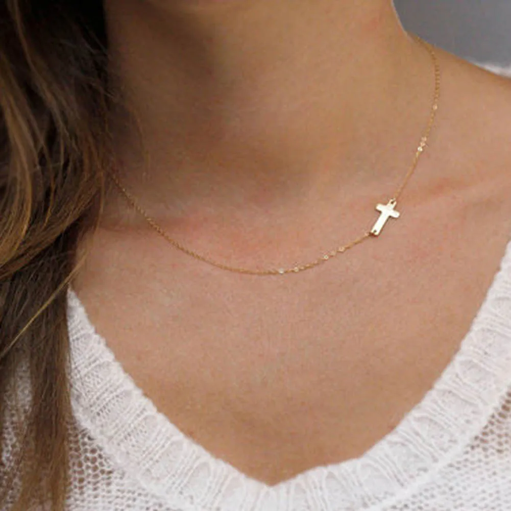 

JieyueJewelry Elegant Cross Choker Necklace Small Gold Cross Jewelry For Women Lady necklace Unique Stylish Lovely Gift