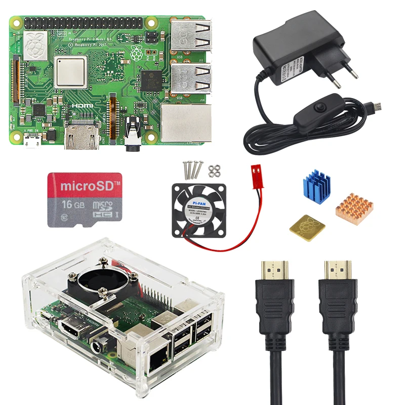 Raspberry Pi 3 Model B + Plus комплект 16 32 Гб sd-карта + вентилятор + 2.5A переключатель адаптер питания + радиатор + HDMI кабель для Raspberry Pi 3 B + Raspberry Pi 3 Model B + Plus комплект 16 32 Гб sd-карта + вентилятор + 2.5A переключатель адаптер питания + радиатор + HDMI кабель для Raspberry Pi 3 B +