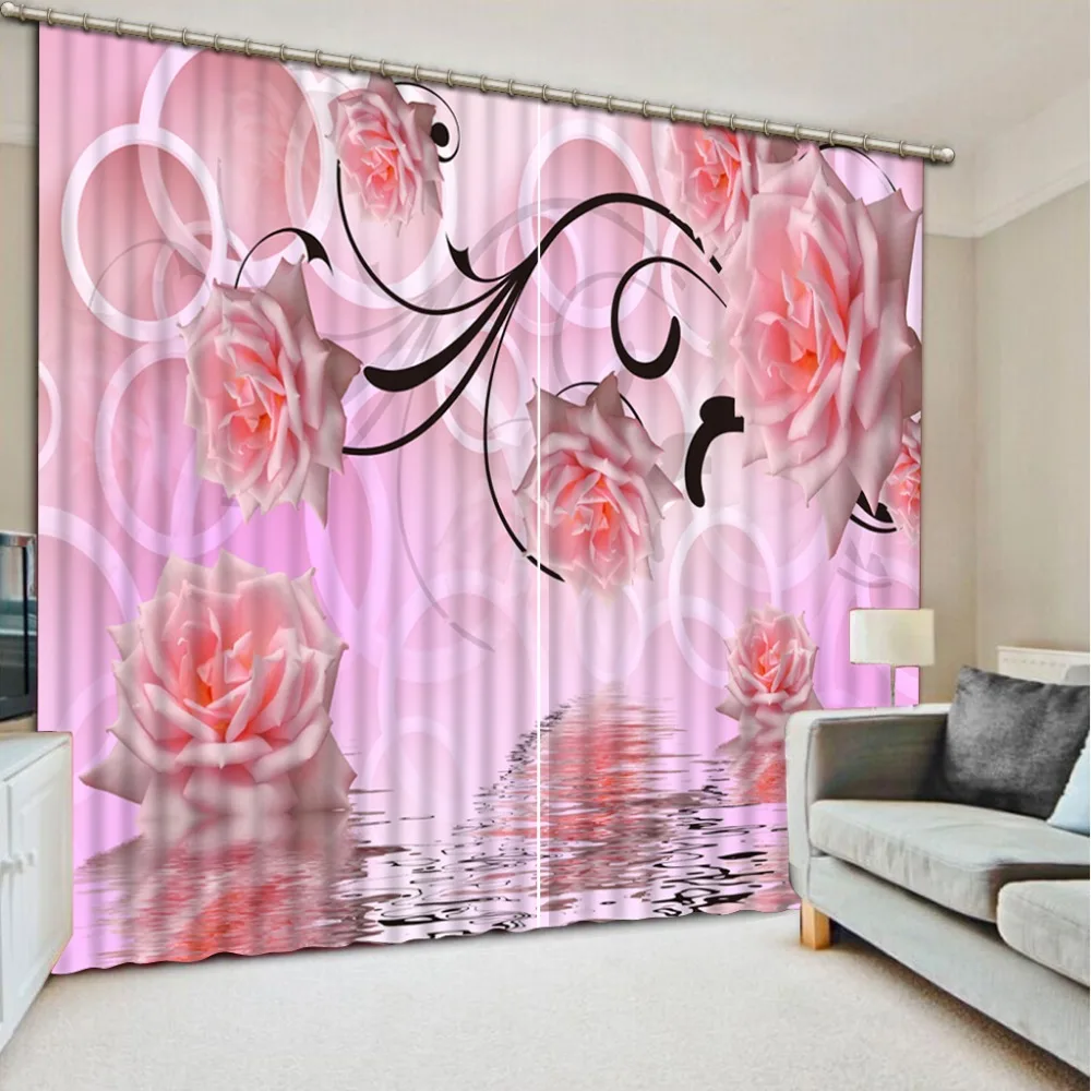 Modern Art Flower Curtains Customize 3d Blackout Curtains For