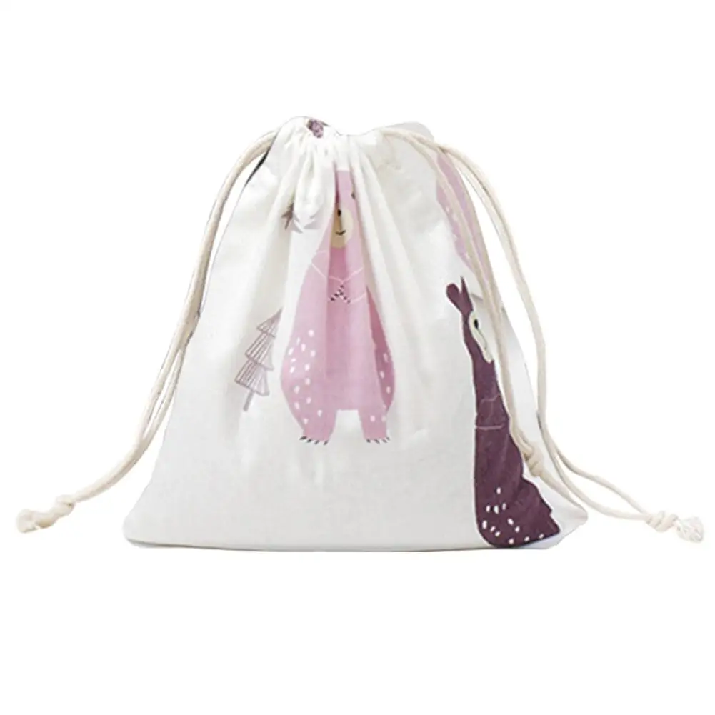 Подарочная сумка из хлопка и льна с принтом, дорожные мешки для хранения мелочей, маленькие сумочки на веревке, ручная работа, сумка для конфет, Прямая поставка - Цвет: L