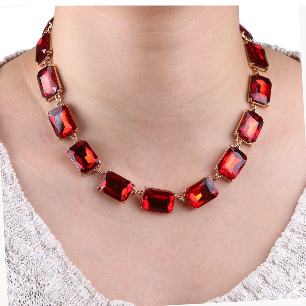 Классическое квадратное ожерелье из листьев женское золотое короткое ожерелье дизайн кулон цепь цинковый сплав подарок на день рождения прозрачный шатер стеклянный камень