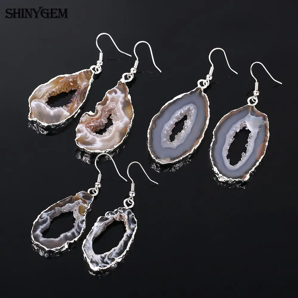 ShinyGem классические нестандартные натуральные черные коричневые серьги капельки