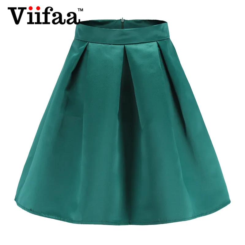 Viifaa зеленая мини юбка шелковистая Высокая талия школьные юбки женские летняя уличная короткая плиссированная юбка трапециевидной формы