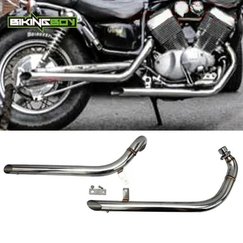 

BIKINGBOY Pipes Muffler Exhaust + Silencer System Virago XV535 XV400 XV 535 400 88-04 03 02 01 00 99 98 97 96 Slash Cut Cruiser