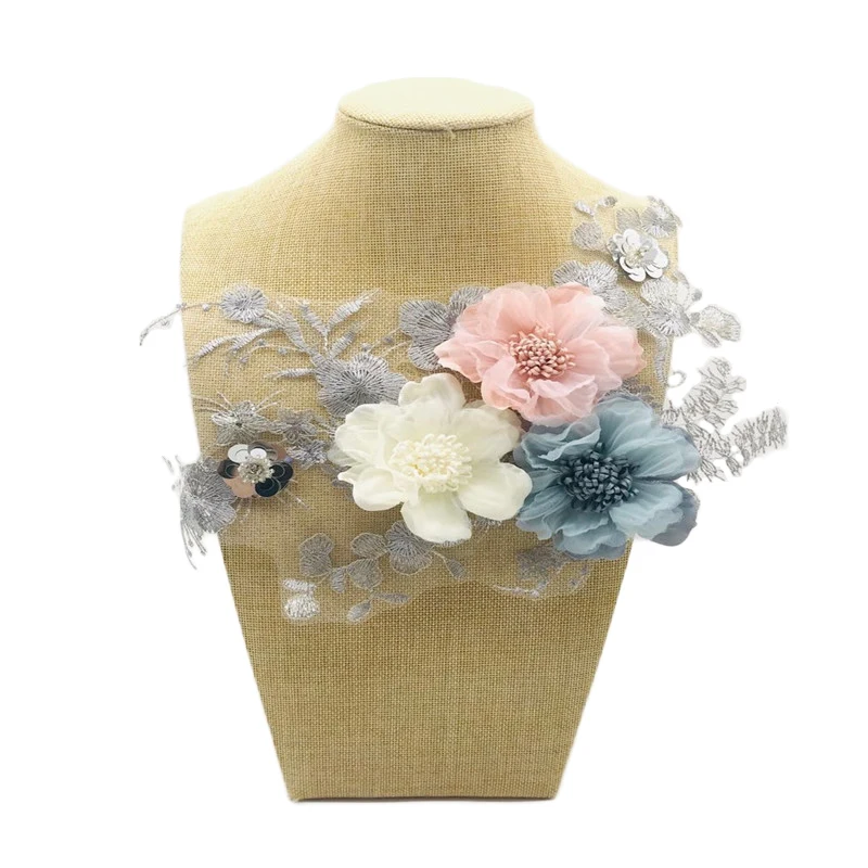 

1pcs Lace Applique Flower Sequin Fabric Decoration For Garment Accessories Sew On Cloth Craft
