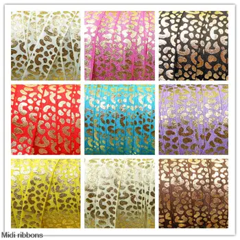 

5/8"16mm(1.5cm) Gold Cheetah Printed Fold Over Elastic 50y/lot handmade Hair Tie Headband Sewing 10 Colors