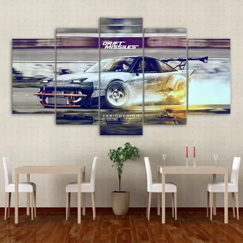 

5 HD Print Canvas Car Drift House Decoration Picture Print Poster Wall Art House Decoration