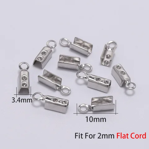 Stainless Steel Cords Crimp End Beads Caps Leather Clip Tip Fold Crimp Bead Bracelet Connectors For Jewelry Making Finding