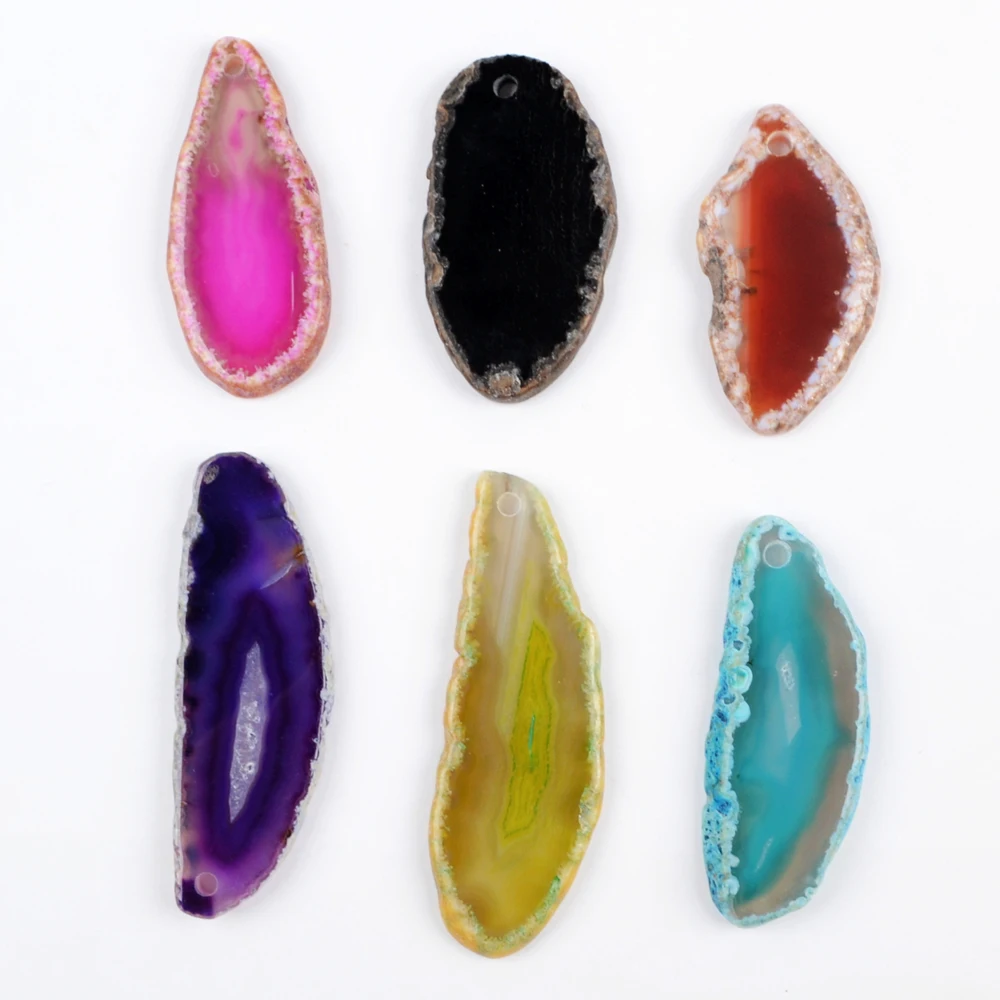 

BOROSA 5/10PCS Freeform Druzy Mix Colors Onyx Agates Slice Pendant Bead, Agates Drusy Crystal Druzy Slice for Jewelry G1307