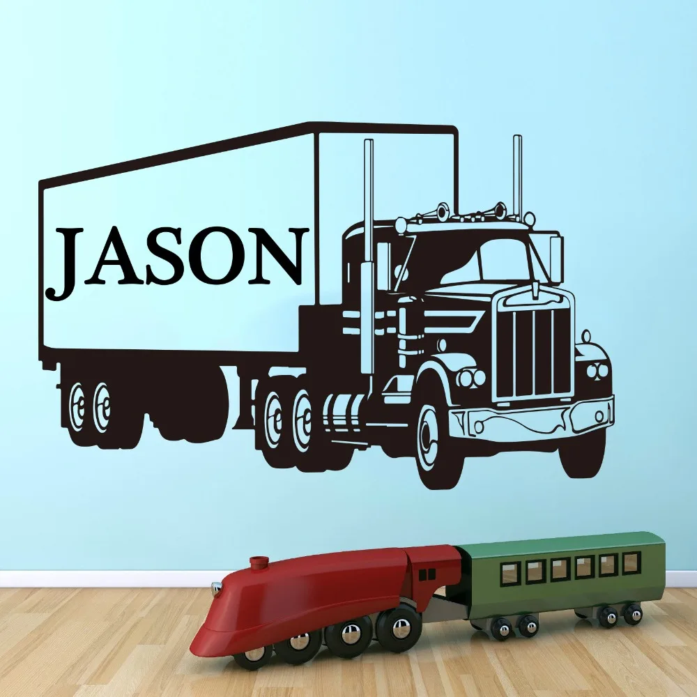 Large Custom Name Truck Wall Sticker Boy Room Bedroom Personalized Lorry Van Decal Kids Vinyl Art Home Decor | Дом и сад