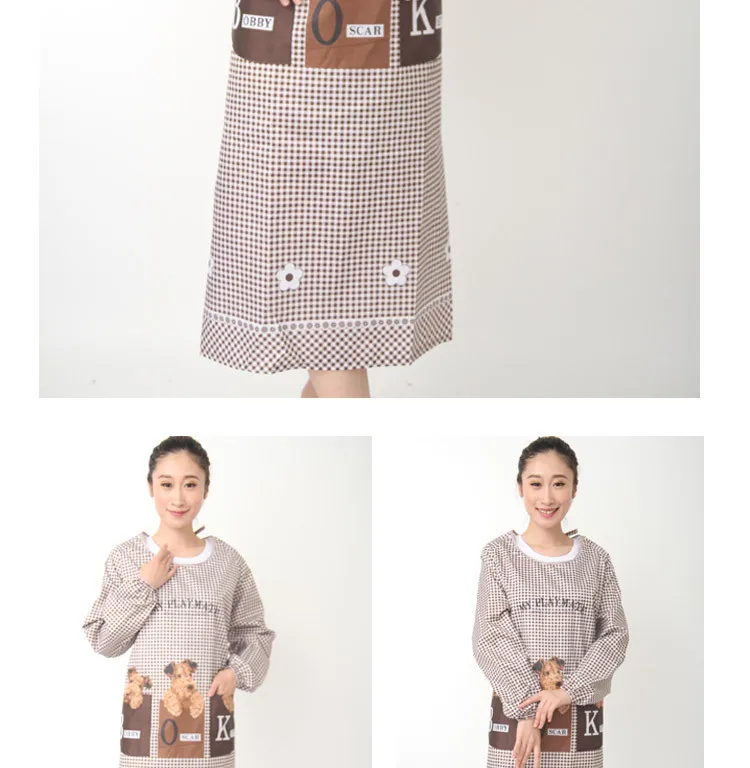 Новые Домашние фартук корейский Фартук Водонепроницаемый модные передник с длинными рукавами платье для взрослых