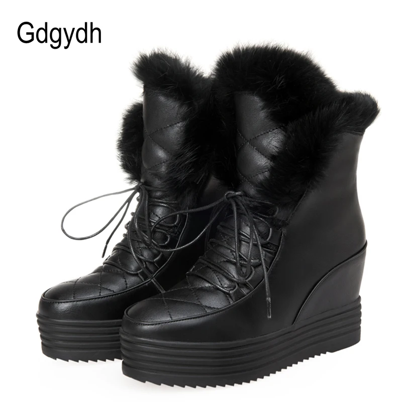 Женские зимние ботинки Gdgydh теплые на платформе с закругленным носком