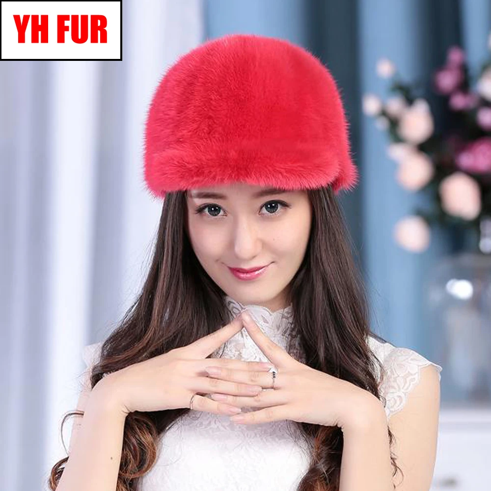 Women Real Mink Fur Hat Natural Quality Mink Fur Caps New Fashion Lady Genuine Mink Fur Hats Winter Warm Mink Fur Cap