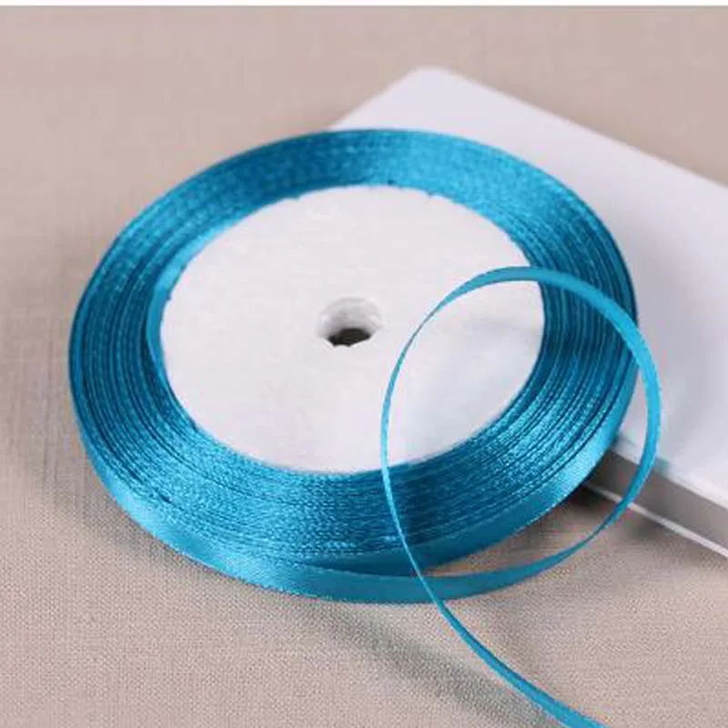 

22meter/lot Peacock blue Satin Ribbon Webbing Decoration Gift Christmas Ribbon decoration wrapping Sewing Fabric Hand