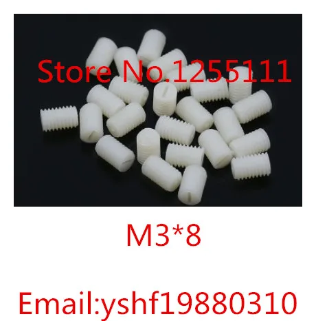 

100pcs M3 x 8mm M3*8 Nylon Set Screw,Slotted Grub Screw