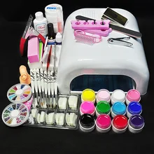 12 Colors UV GEL & 36W White Lamp Nail Art Tools Sets Kits