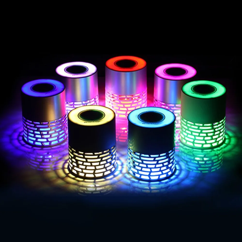 

Q5 Wireless Bluetooth Speaker Colorful LED Lamp Touch Button Hollow Speaker with Mic FM Radio Support AUX TF Card