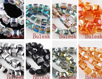 

OMH wholesale 100pcs Faceted Glass Crystal Charm Cube Square Charms Finding Spacer Loose Bead 8x8x8mm ZL551