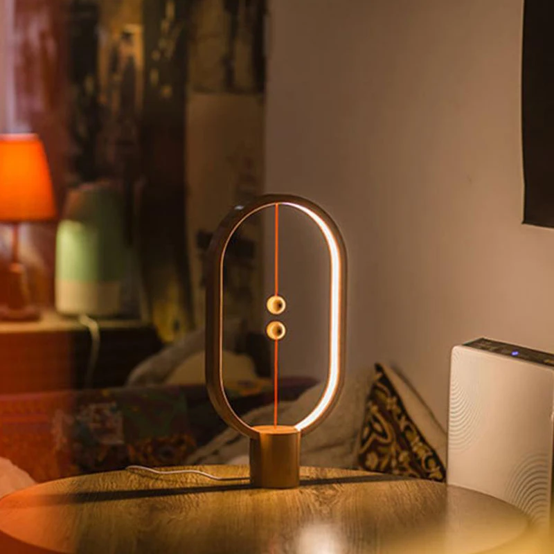 

USB Rechargeable Ellipse Magnetic Mid-air Balance Smart Night Light Heng Balance Lamp LED Indoor Decorative Table Night Light