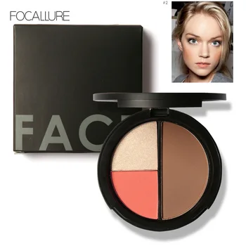 

Focallure face makeup bronzer & highlighter palette 3 colors face contouring makeup highlighter face blush powder FA20