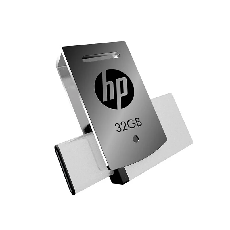 Флешка 32 Гб hp X5000M USB 3,1 металлический поворотный флеш-накопитель 32 Гб OTG ручка гравированный DIY логотип type-C 32 г ручка привода флешки Cle USB 3,0