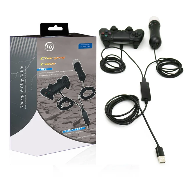 2 in 1 USB Charging Cable Adapter for PSVR PLAYSTATION VR PS4 11.5ft/3.5m Cable Adapter for Dual