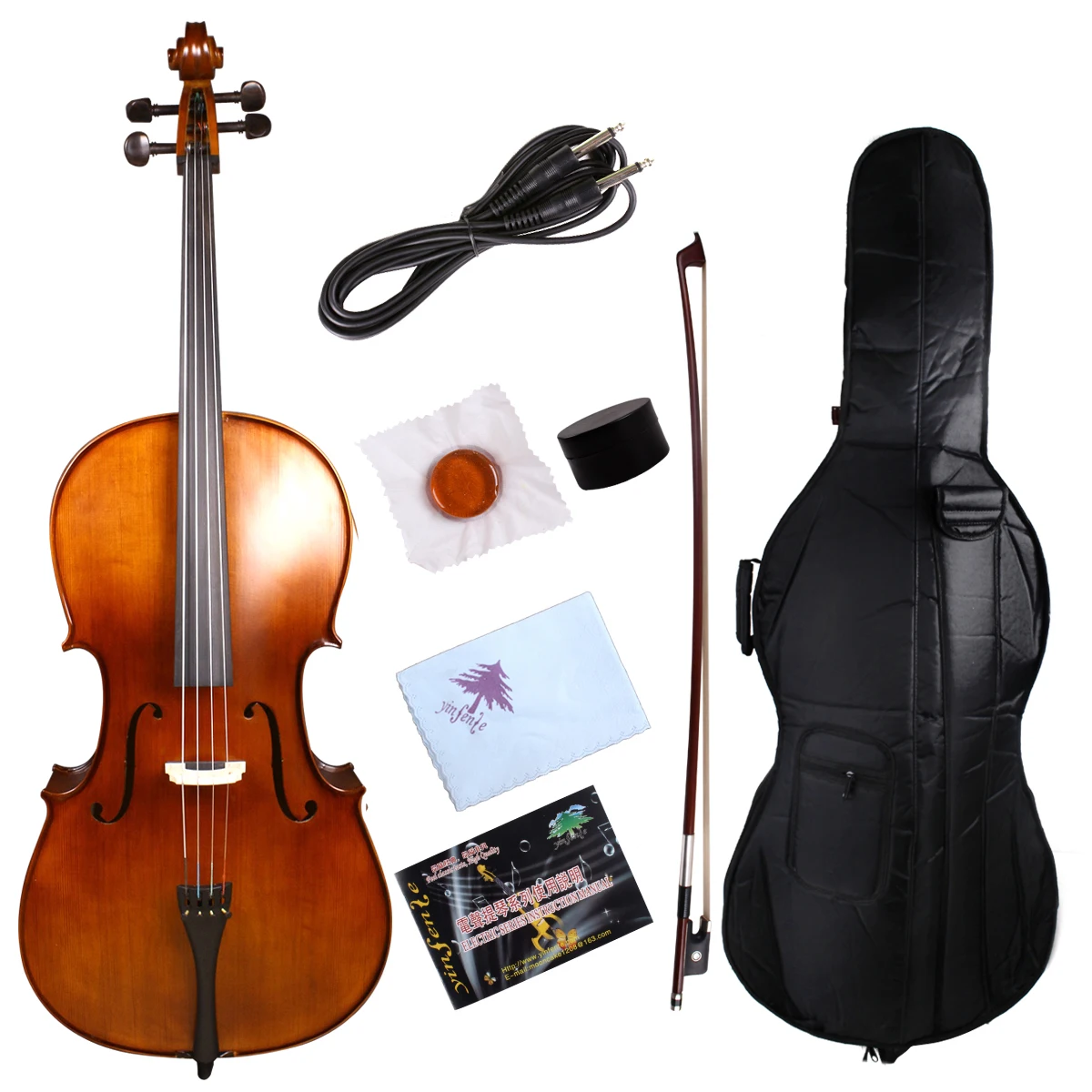 

Yinfente 4/5 Strings Electric Acoustic Cello 4/4 Maple+Spruce Handmade Sweet Tone Free Bag+bow