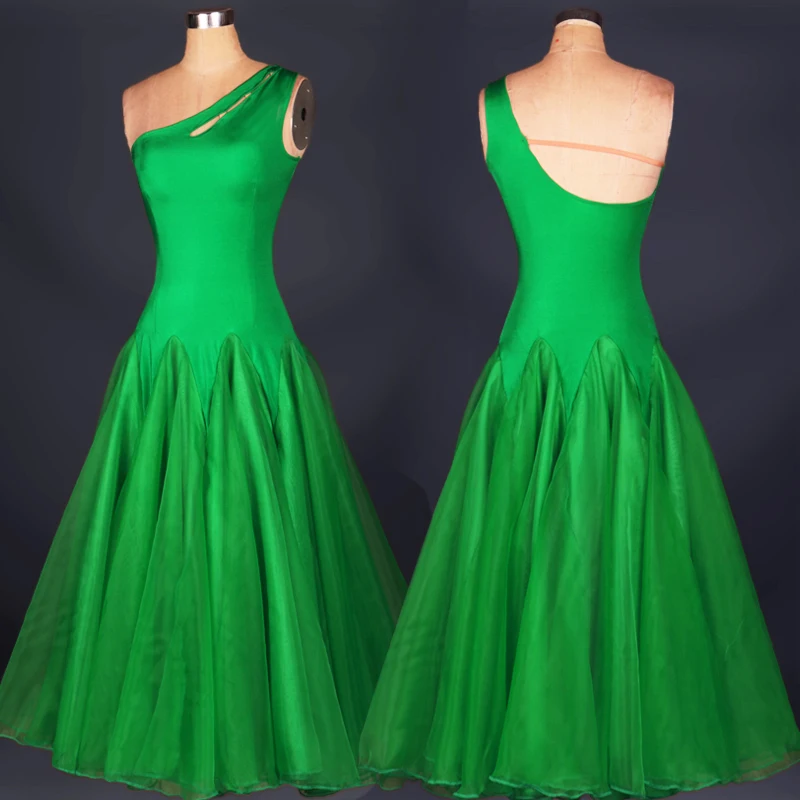 

professional womens ballroom dance standard waltz flamenco tango green white costumes dancing dresses for adult competition