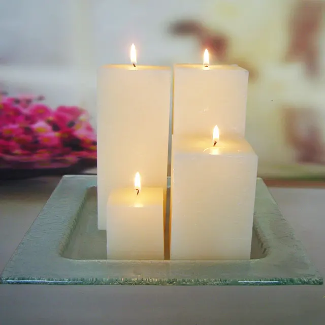 4pcs/pack white square candles holiday party wedding decor home