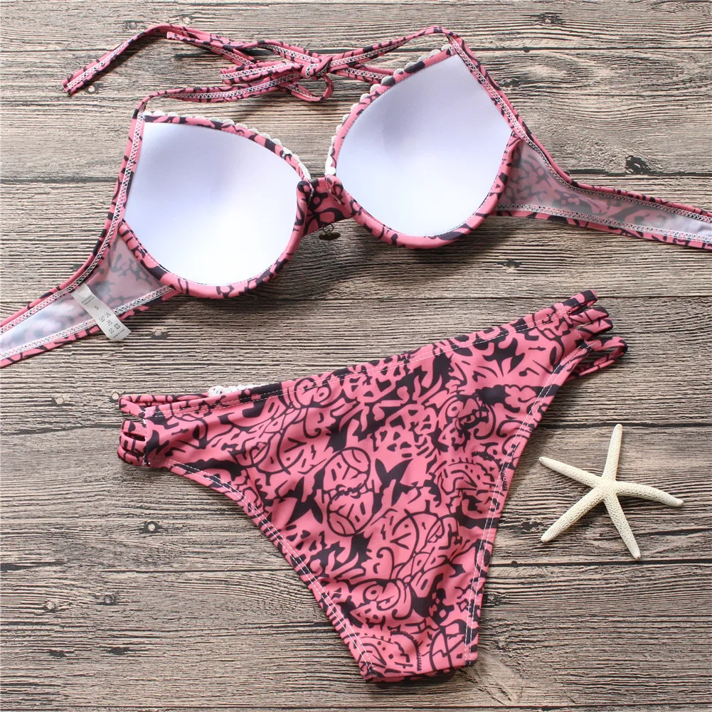 

Bikinis Sexy Swimwear Women Push Up Swimsuit Female Bikini Halter Summer Beach Swim Wear Bathing Suit Women Lace Bikini Set