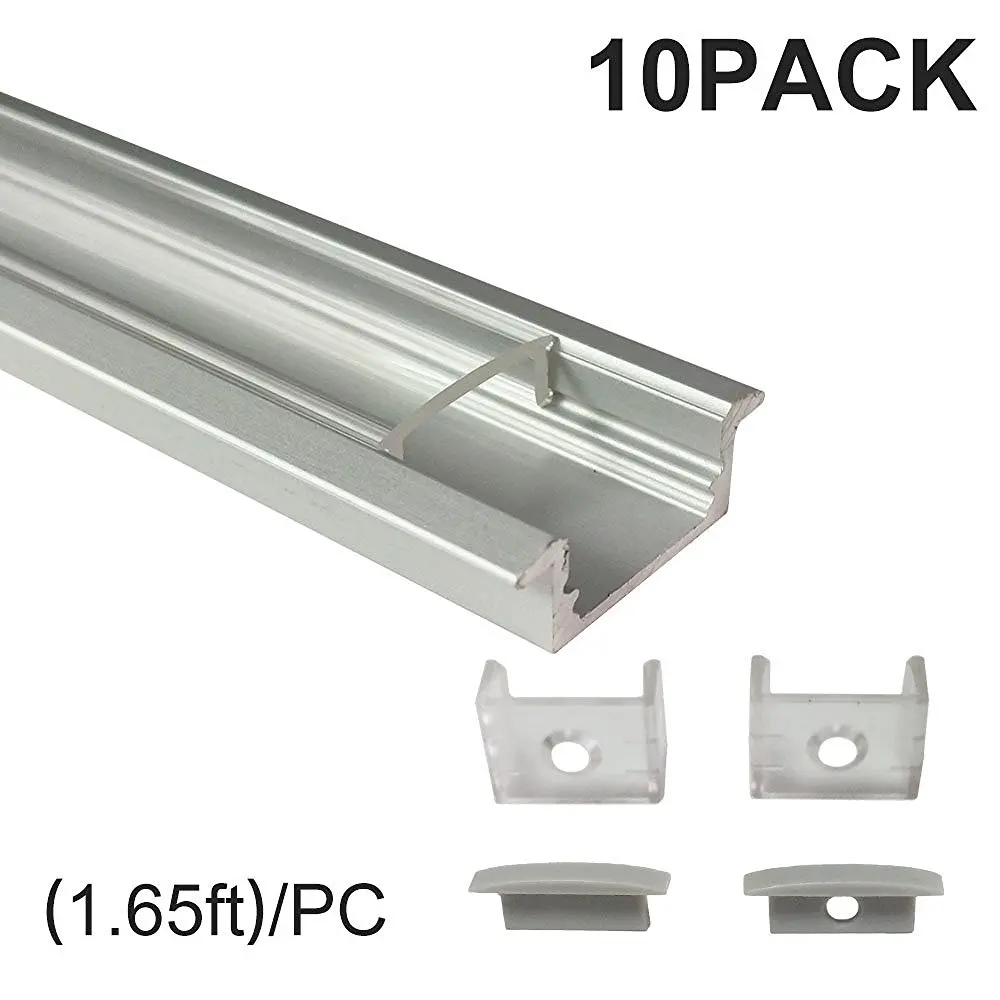 

Silver U Type anodized aluminium led strip profile with Clear Transparent Cover for Cabinet Kitchen LED Lighting