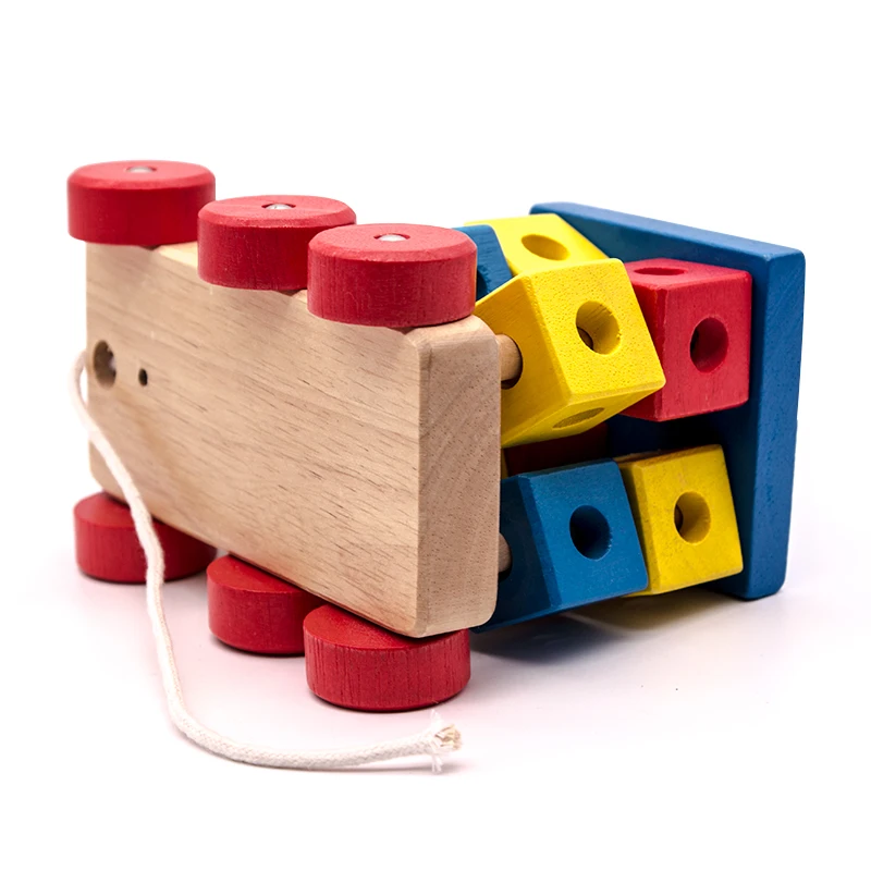 Красочный творческий деревянный поезд строительные блоки игрушки с музыкой для детей дошкольного возраста подарки для детей раннего