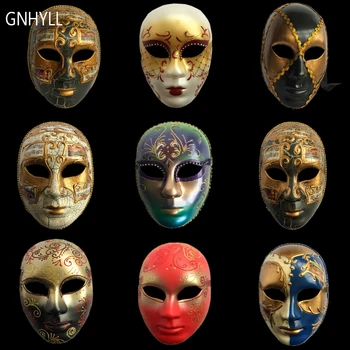 

GNHYLL Carnival Venetian masks Full face hand painted Italian adults Male/female lattice mask Halloween decoration