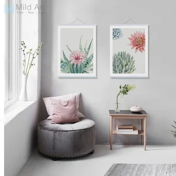 

Watercolor Succulent Plants Flower Wooden Framed Canvas Painting Nordic Style Home Decor Posters Prints Wall Art Pictures Scroll